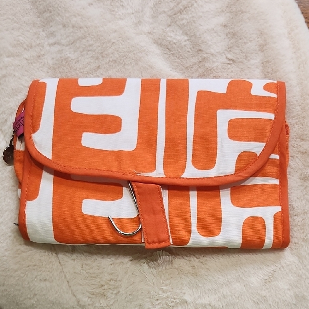 Orange and White Clutch with Bold Design